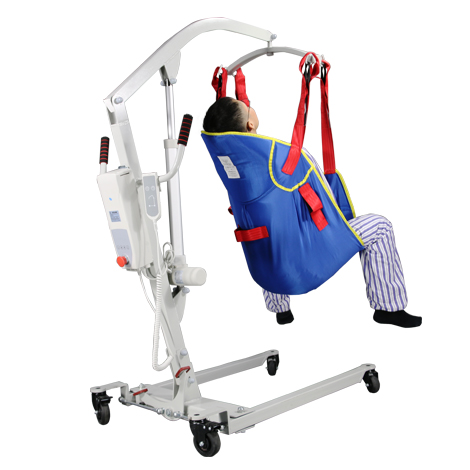 蓄电移位机是帮助失能人群无障碍移动的护理设备，用于失能人群或病人短距离移位和康复护理等